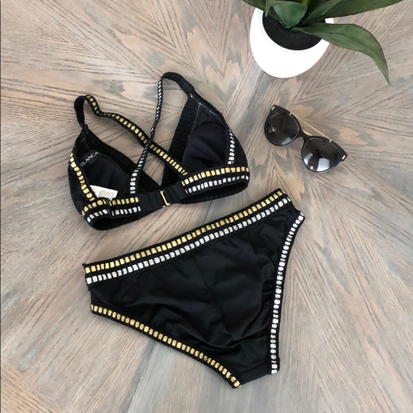 ✨SOLD✨La Blanca Metallic Ribbon Stitch Bikini NWOT - Picture 4 of 7